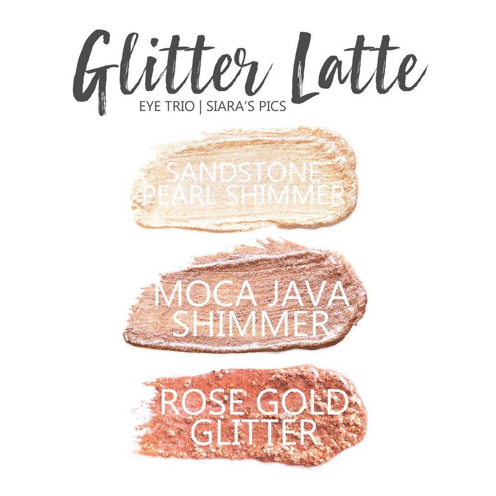 Glitter Latte: Moca Java Shimmer, Rose Gold Shimmer, Sandstone Pearl Shimmer